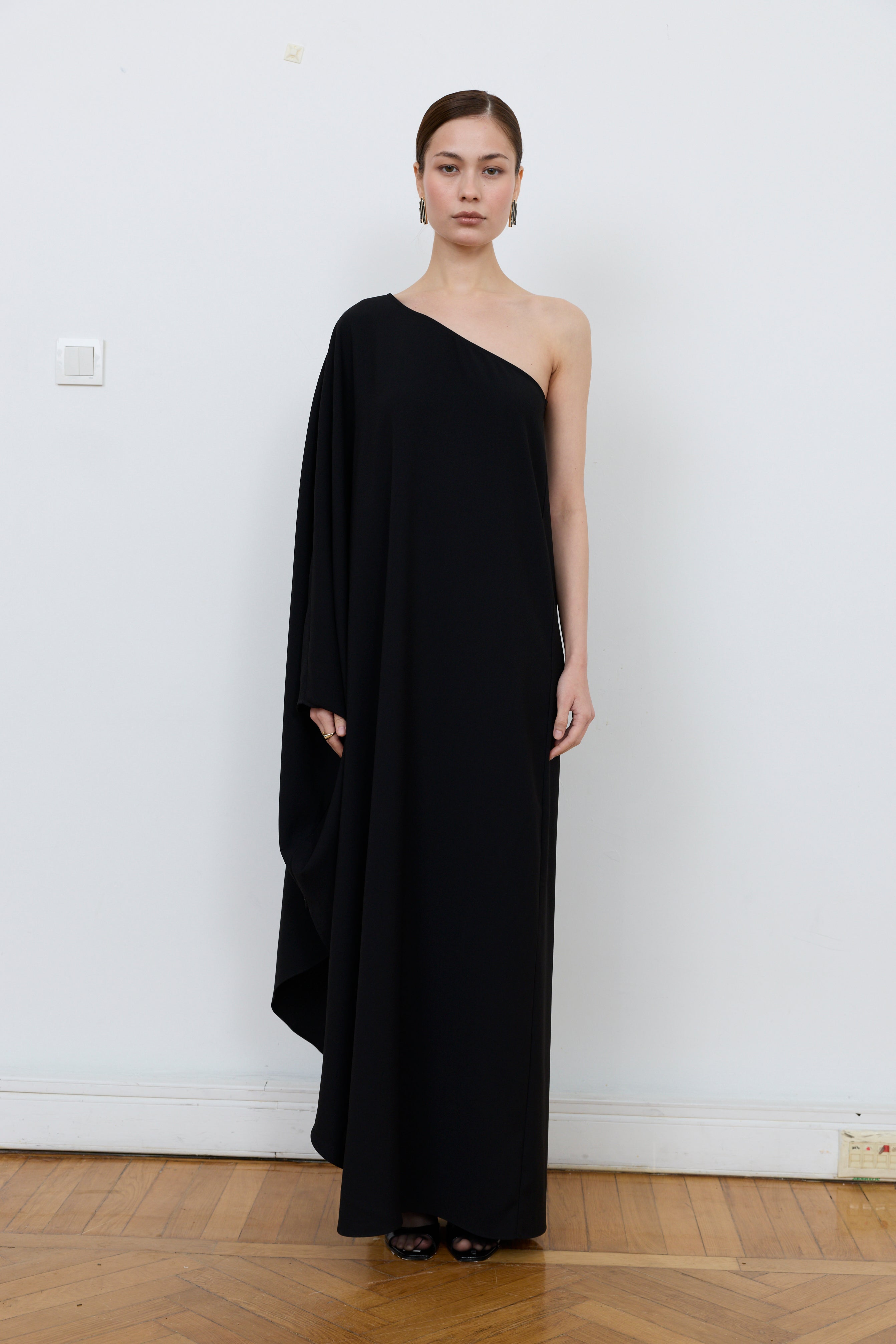 One-shoulder Drape Dress